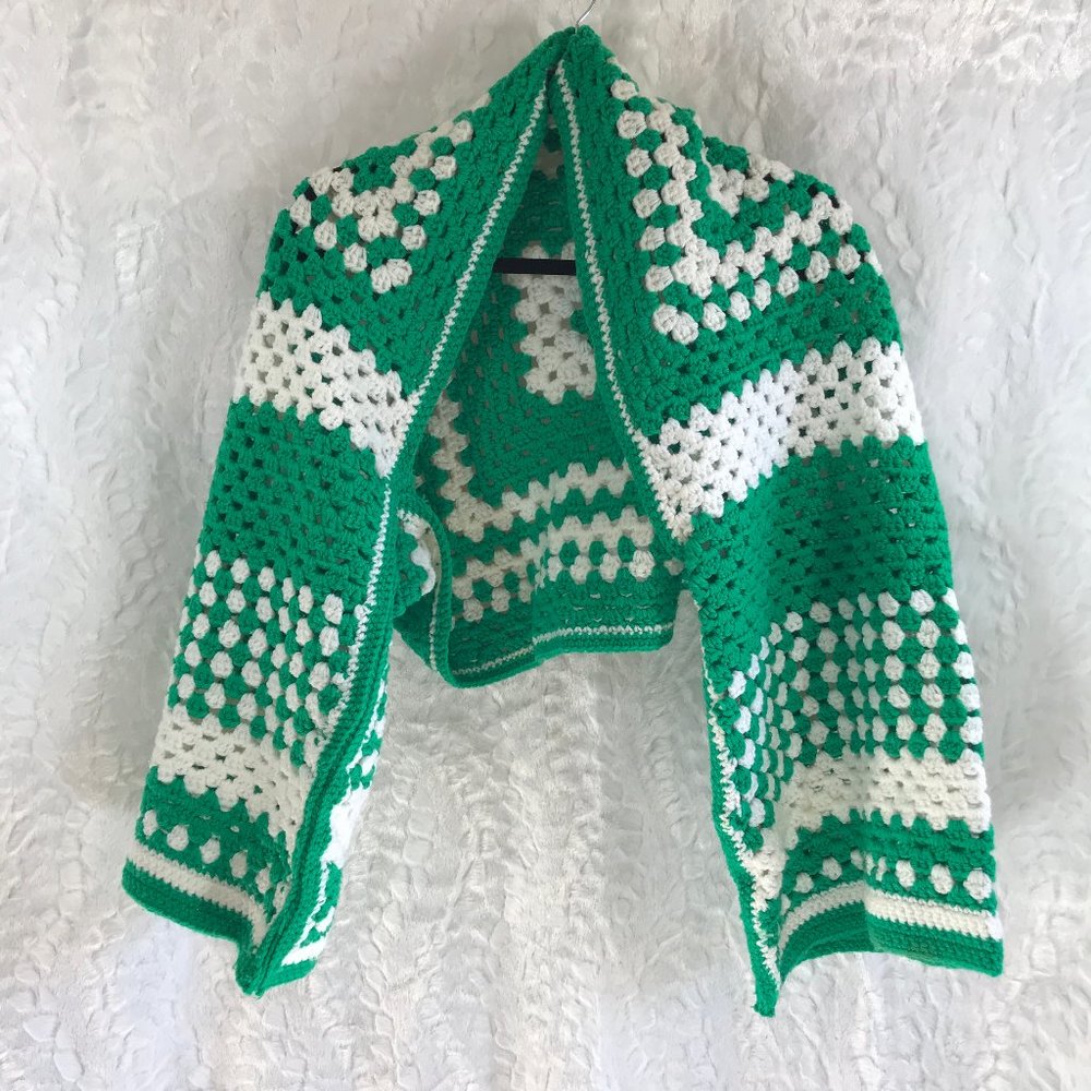 Vintage Handmade Granny Square crochet shawl shrug Retro Boho - Picture 3 of 12